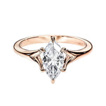 Marquise brilliant moissanite engagement ring with a modern V-split shank gold band ApolloGem.