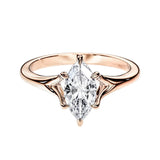 Marquise brilliant moissanite engagement ring with a modern V-split shank gold band ApolloGem.