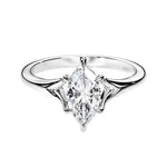 Marquise brilliant moissanite engagement ring with a modern V-split shank gold band ApolloGem.