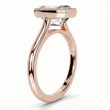 Art deco style emerald moissanite ring tube shank beaded rim Cape Town