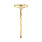 Oval shape Moissanite lab grown diamond engagement ring round shank with a bezel setting, on a gold band, against a white background.Moissanite engagement ring cape town south africa grand diamonds ralph jacobs jeulia 