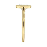 Oval shape Moissanite lab grown diamond engagement ring round shank with a bezel setting, on a gold band, against a white background.Moissanite engagement ring cape town south africa grand diamonds ralph jacobs jeulia 