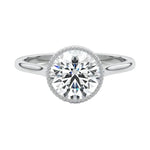 Vintage inspired bezel ring round shape 18k gold textured design online store ApolloGem