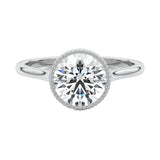 Vintage inspired bezel ring round shape 18k gold textured design online store ApolloGem