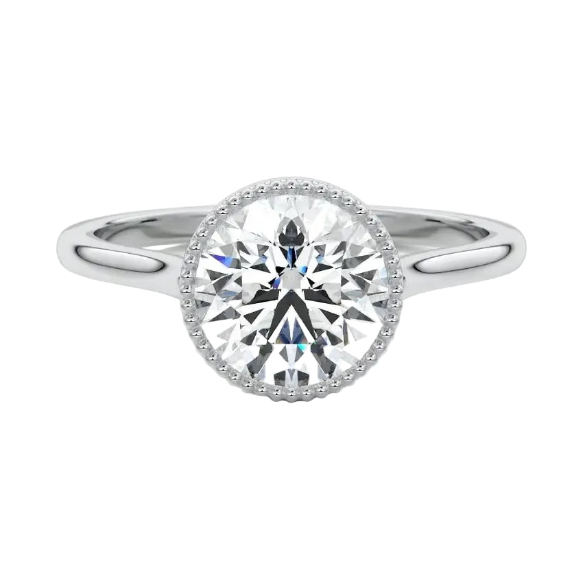 Vintage inspired bezel ring round shape 18k gold textured design online store ApolloGem