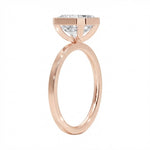 Top-down view of a D-color VVS1 Asscher stone in a polished rose gold bezel