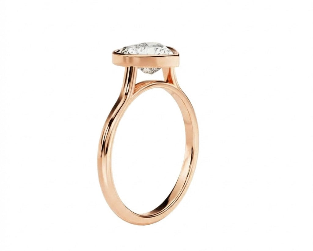 Tube set heart ring with round gold band romantic bridal jewelry Cape Town