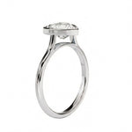 Round profile shank ring with bezel setting heart cut moissanite side view