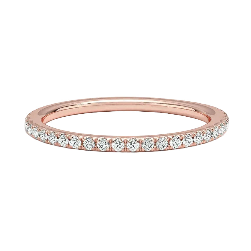 Gap stacking ring with round moissanite stones open design details