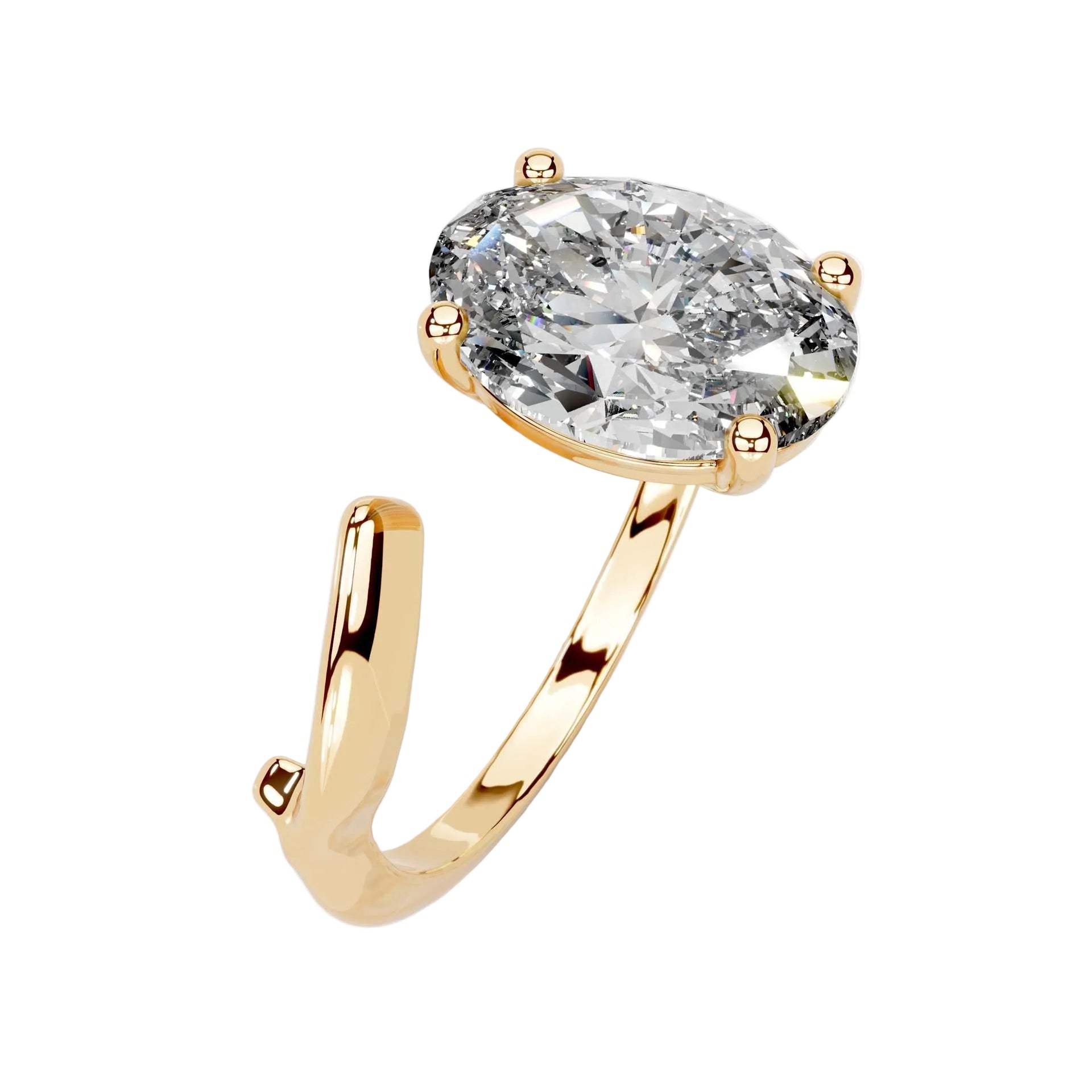 Four-prong oval solitaire with a unique contemporary shank design and high-quality GRI certified stones.