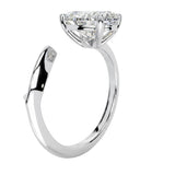Four-prong oval solitaire with a unique contemporary shank design and high-quality GRI certified stones.