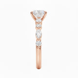 Oval cut Moissanite lab grown diamond engagement ring with tube set small round moissanites on the shank, on a gold band, against a white background.Moissanite engagement ring cape town south africa grand diamonds ralph jacobs jeulia 
