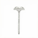 Top view of a brilliant oval moissanite ring with a shimmering pavé-set shank from ApolloGem Cape Town.