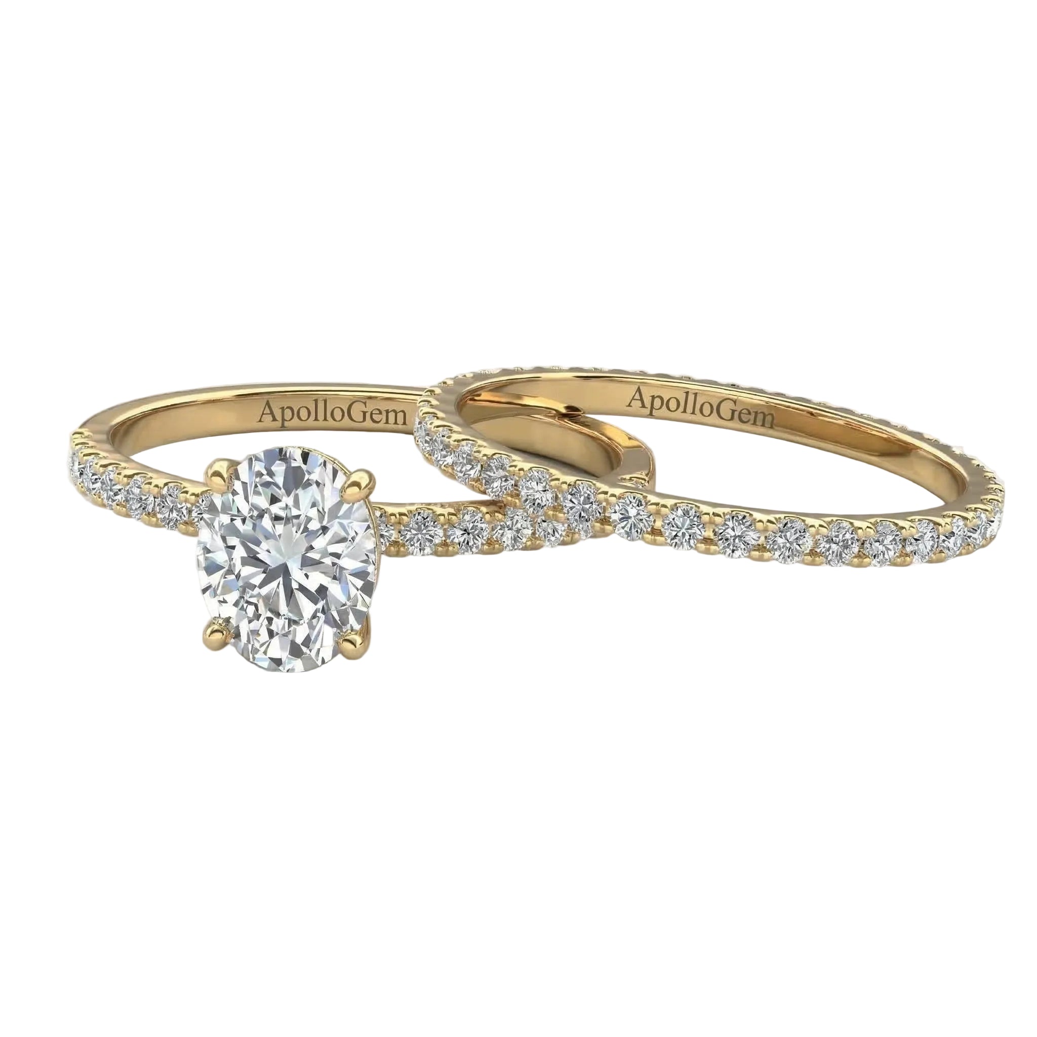 GRI certified oval bridal set in a signature ApolloGem premium LED-lit box.