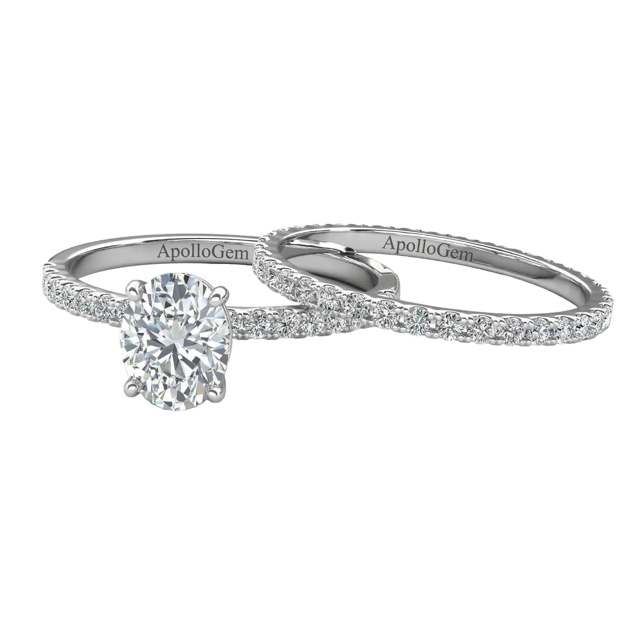 GRI certified oval bridal set in a signature ApolloGem premium LED-lit box.