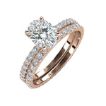 Oval brilliant cut moissanite bridal set with full eternity band in rose gold ApolloGem.