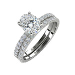 Oval brilliant cut moissanite bridal set with full eternity band in white gold ApolloGem.