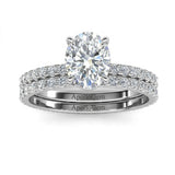 Side profile of the Oval Duo Infinity set showing the flush fit and pavé-set bands.