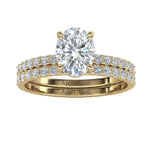 Side profile of the Oval Duo Infinity set showing the flush fit and pavé-set bands.