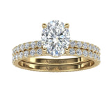 Side profile of the Oval Duo Infinity set showing the flush fit and pavé-set bands.