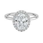 Oval cut halo engagement ring plain band white gold South Africa luxury