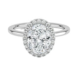 Oval cut halo engagement ring plain band white gold South Africa luxury