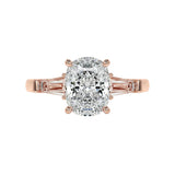 Oval cut moissanite engagement ring rose gold tapered baguette side stones