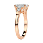 Modern trilogy ring oval and baguette moissanite solid gold wedding jewelry