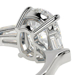 High set oval moissanite ring profile view bridge setting details