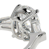 High set oval moissanite ring profile view bridge setting details