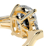 High set oval moissanite ring profile view bridge setting details