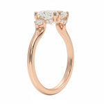 Architectural view of a secure four-prong setting and polished comfort fit band of a yellow gold oval engagement ring by ApolloGem jewellers