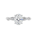 High-resolution jewelry render of the Oval Infinity Twist ring showcasing secure setting and stone alignment.