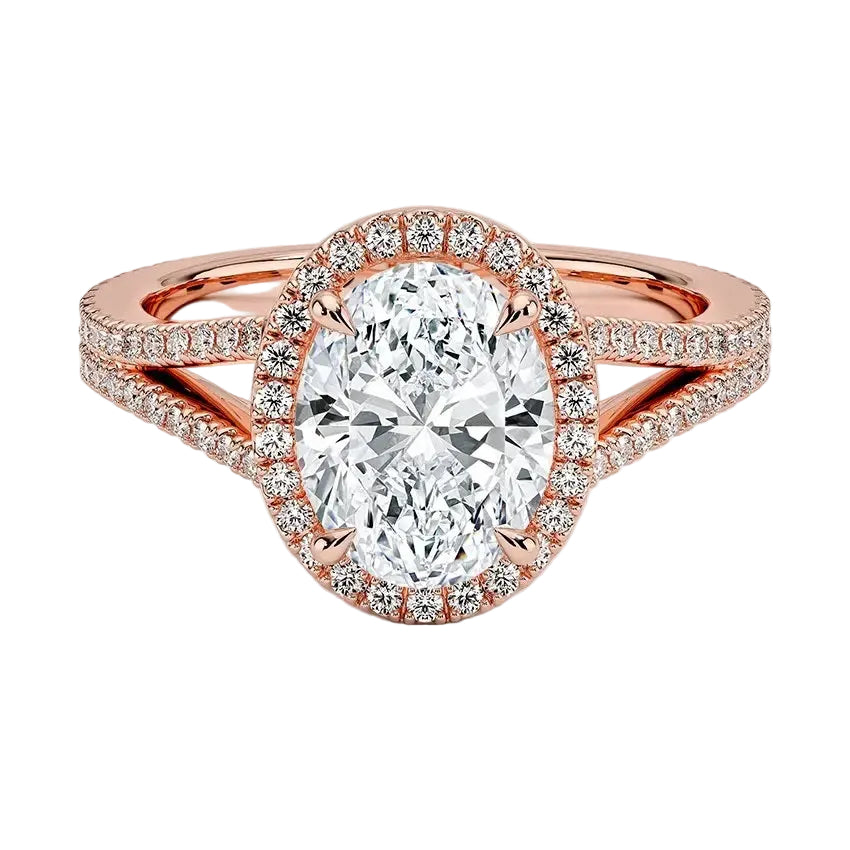 Large oval halo ring with split shank design bridal jewelry Cape Town proposal idea