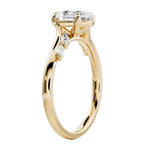 Top-down view of a D-color VVS1 1.05ctw graduated five-stone oval marquise band in yellow gold.