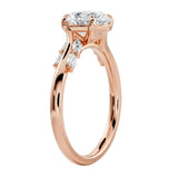Top-down view of a D-color VVS1 1.05ctw graduated five-stone oval marquise band in rose gold.