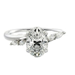 Integrated secure shared-prong oval five-stone marquise and round band in white gold ApolloGem