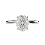 2 carat oval cut stone VVS clarity hidden halo setting close up details