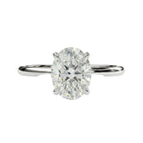 2 carat oval cut stone VVS clarity hidden halo setting close up details