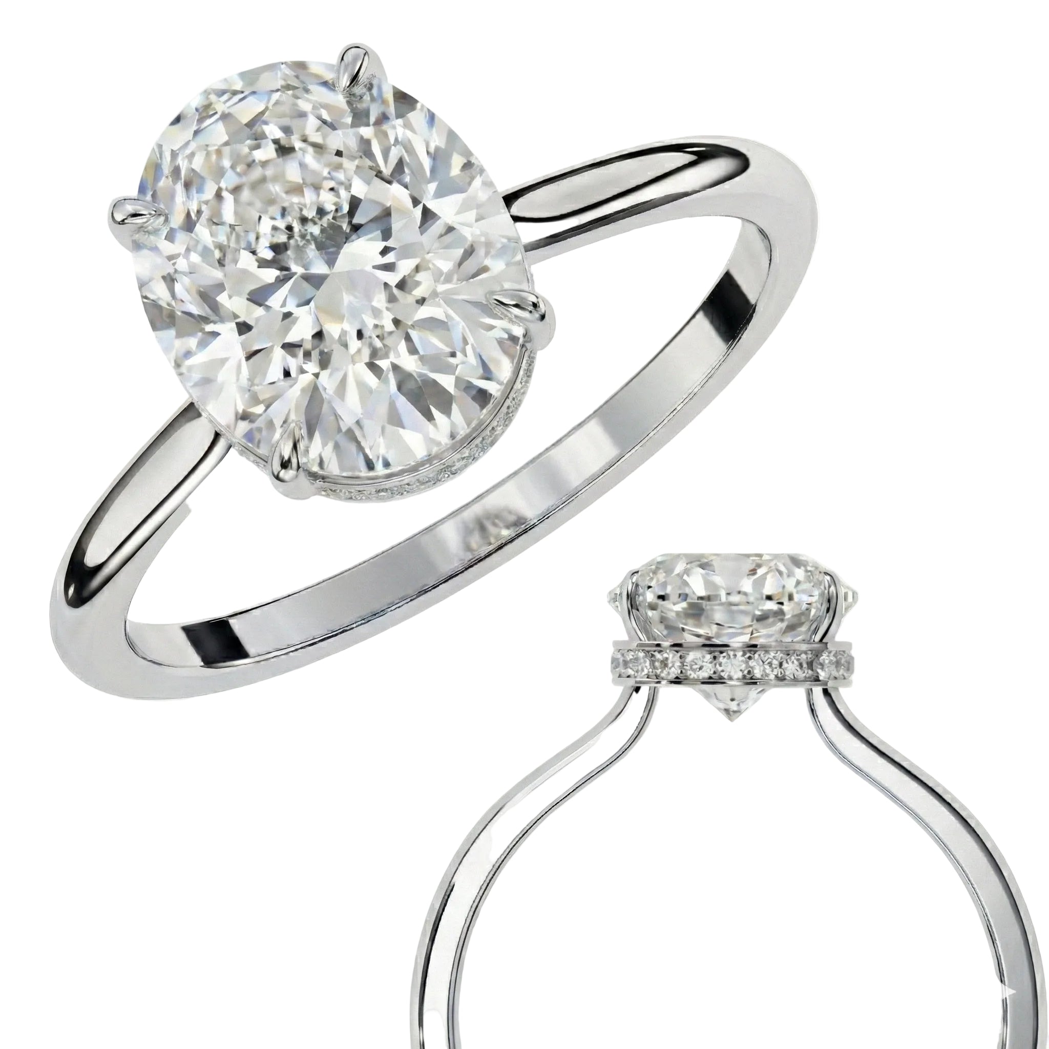 Modern minimalist engagement ring oval shape 18k gold affordable luxury online