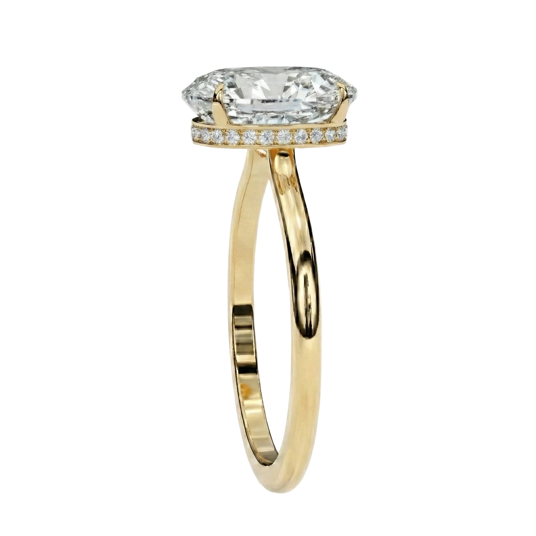 Elongated oval engagement ring with secret diamonds underneath Cape Town