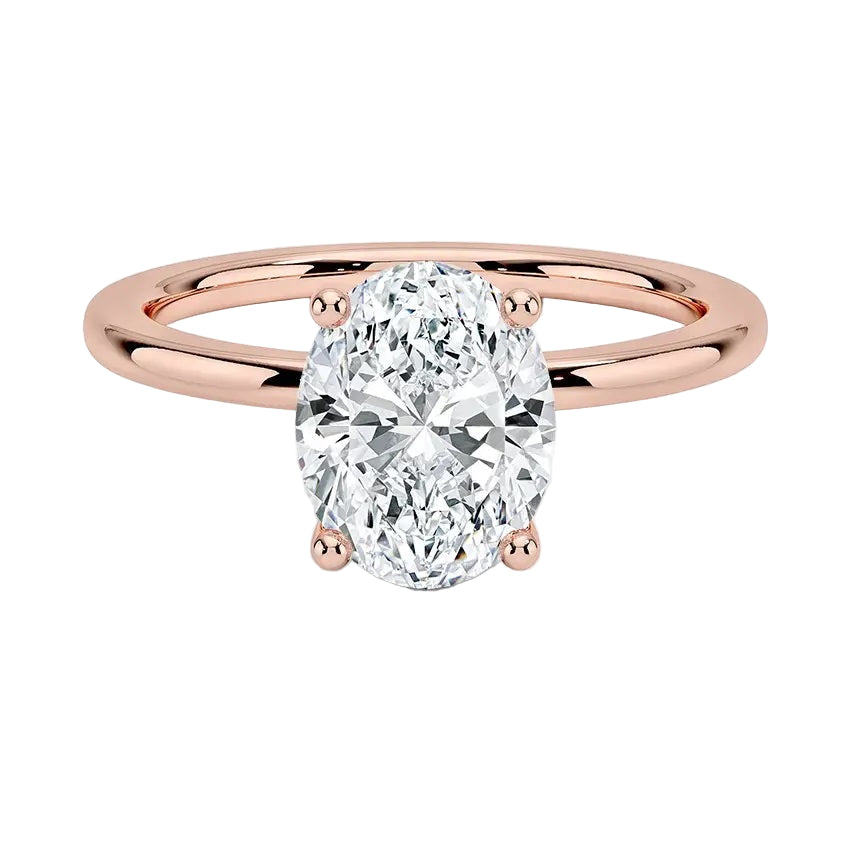 Oval brilliant moissanite solitaire engagement ring with pin-claw setting ApolloGem.