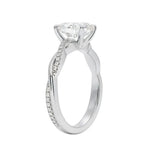 Side profile of the Oval Solo Vine ring showing the contrast between the smooth gold and pavé-set strands.