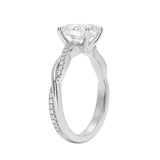 Side profile of the Oval Solo Vine ring showing the contrast between the smooth gold and pavé-set strands.
