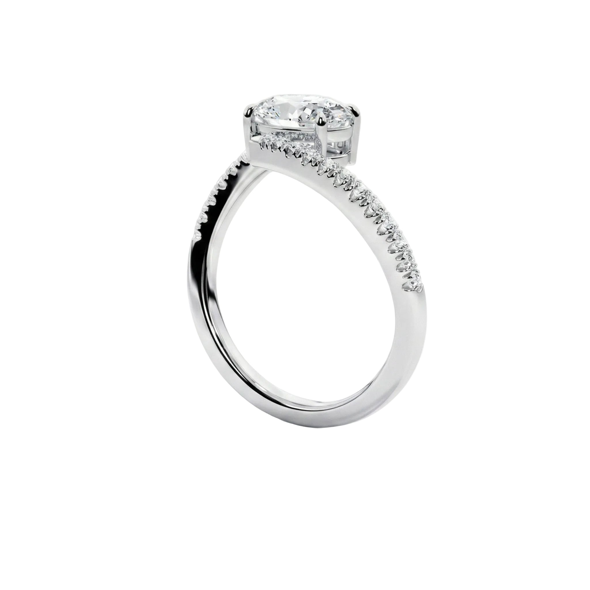 Cross over shank engagement ring oval cut tension style look unique wedding ring