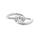 18k yellow gold oval ring pave set diamonds designer style luxury proposal idea