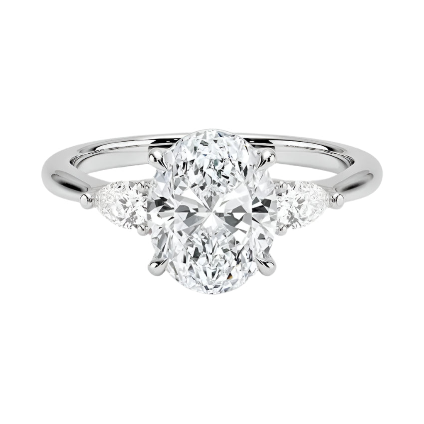 Oval cut moissanite engagement ring   white gold pear cut side stones South Africa