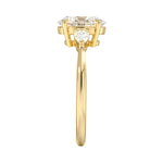 Dainty oval engagement ring side profile bridge setting detail ApolloGem