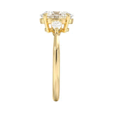 Dainty oval engagement ring side profile bridge setting detail ApolloGem