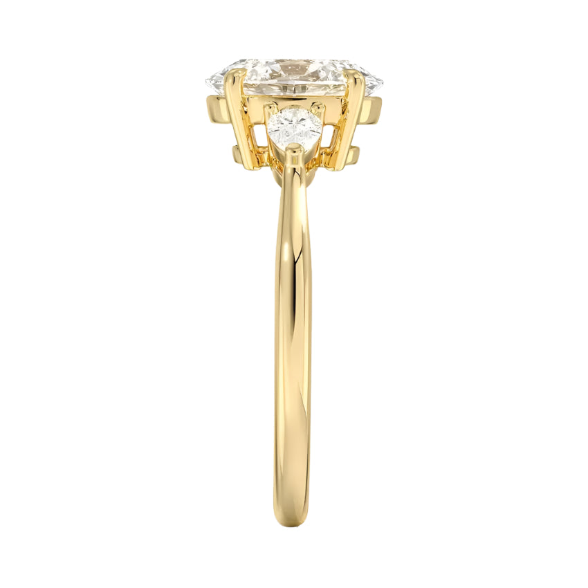 Dainty oval engagement ring side profile bridge setting detail ApolloGem